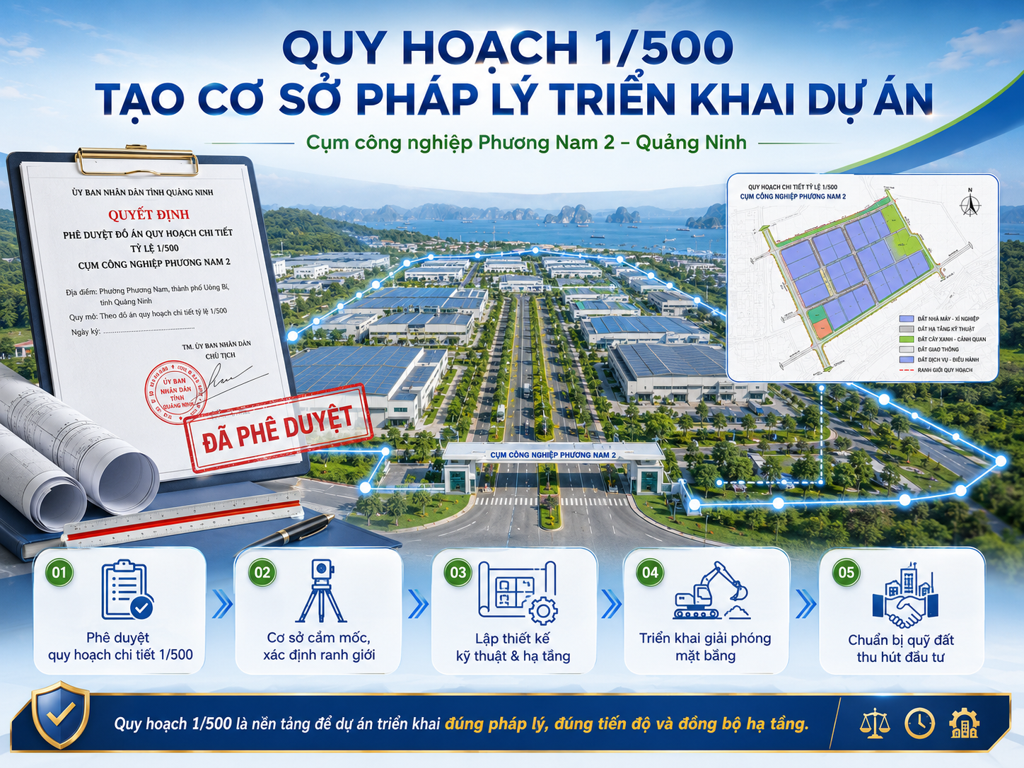 Phê duyệt quy hoạch 1/500 Cụm công nghiệp Phương Nam 2 Quảng Ninh